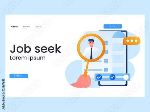 Job Seeker. Easily to see job seeker criteria on the website or mobile website. Job seeker vector illustration concept.