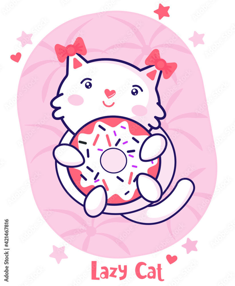 Flat Flying Cat, cartoon. Child vector. Happy summer holiday. Perfect for Nursery kids, greeting card, baby shower girl, fabric design. Stock Vector | Adobe Stock Flat Flying Cat, cartoon. Child vector. Happy summer holiday. Perfect for Nursery kids, greeting card, baby shower girl, fabric design. Stock Vector | Adobe Stock