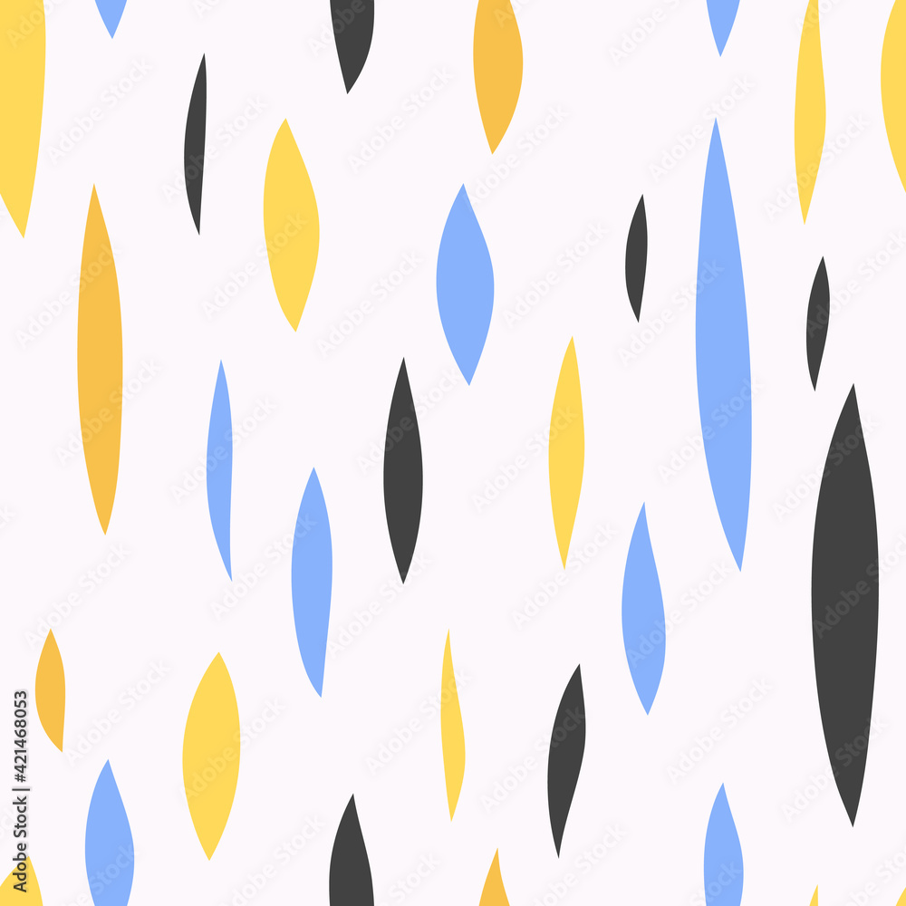 Vector hand drawn seamless pattern cute design. Yellow, blue, black shapes Vector hand drawn seamless pattern cute design. Yellow, blue, black shapes