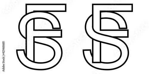 Logo sign fs and sf icon sign interlaced letters s, F vector logo sf, fs first capital letters pattern alphabet s f