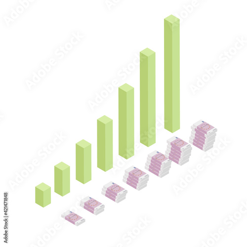 Vector illustration of rising money charts, business success concept