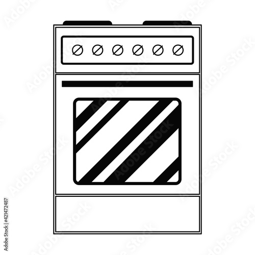 Vector electric stove in doodle style. Free standing hot plate with buttons. The device for frying, grilling, heating. Illustration on the theme of cuisine, cooking, recipes, kitchen items