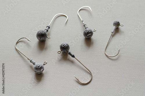 Fotografia Various jig heads on a light background.