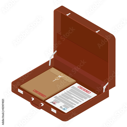 Brown briefcase with top secret documents