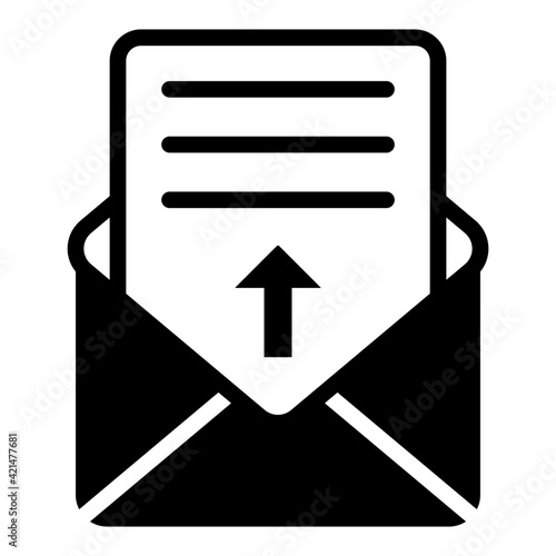 A solid design, icon of outgoing mail