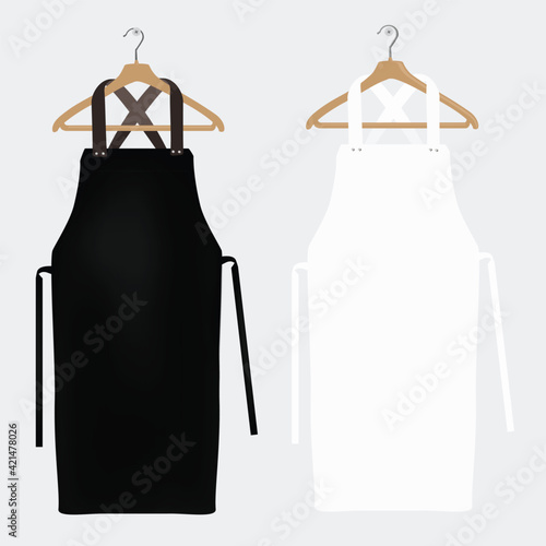 Fotografia White and black aprons, apron mockup, clean apron