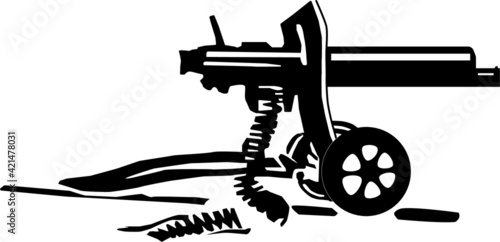 Fotografia maxim machine gun of the First World War there is an illustration of a black vec