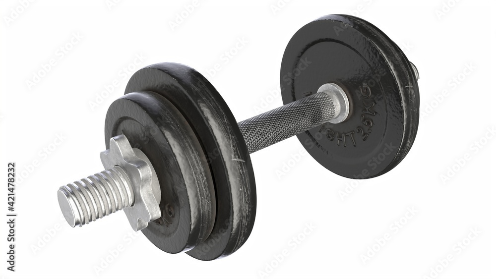 Naklejka premium 3D render of vintage dumbbell isolated on white