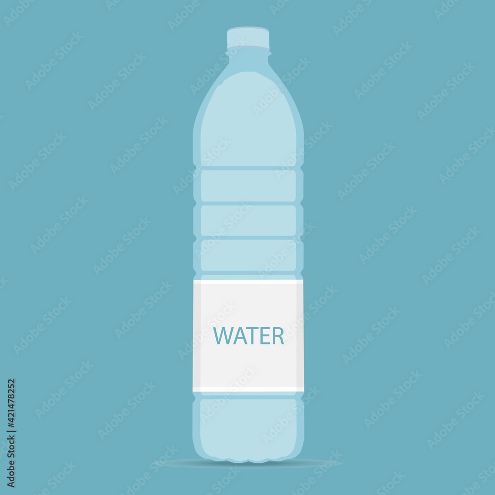 Bottle of water icon in flat style isolated on blue background. Vector illustration Bottle of water icon in flat style isolated on blue background. Vector illustration