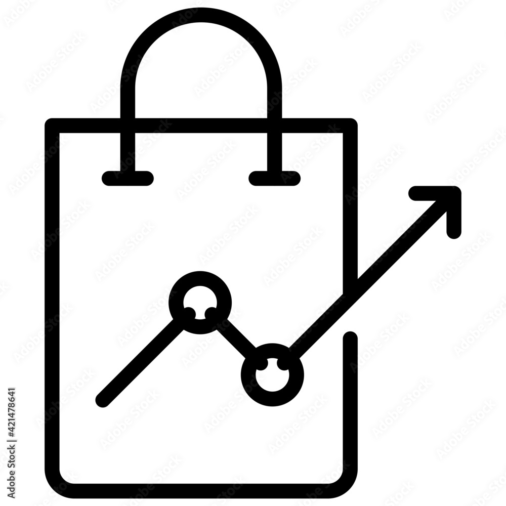 An outline design, icon of shopping analytics An outline design, icon of shopping analytics