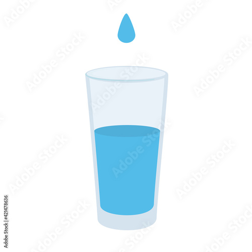Water glass with dop icon in flat style. Soda glass vector illustration on white isolated background.
