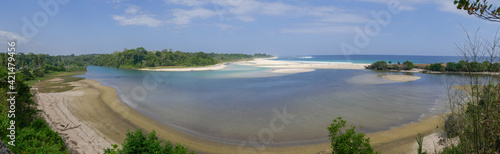 Scenic panorama on the Indian Ocean from traditional Ratenggaro village on Sumba island, East Nusa Tenggara, Indonesia