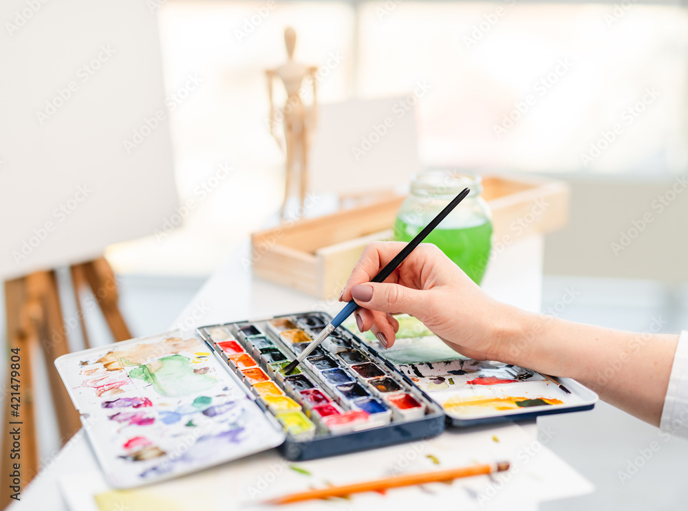 Fototapeta premium Brushes and watercolor