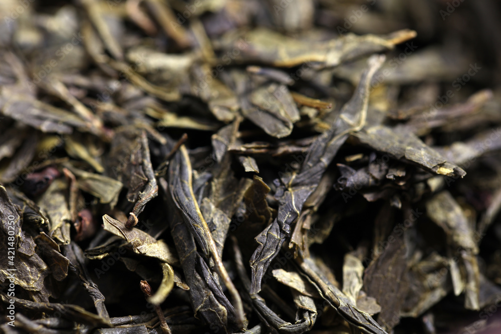 Green tea dried and rolled leaves Green tea dried and rolled leaves