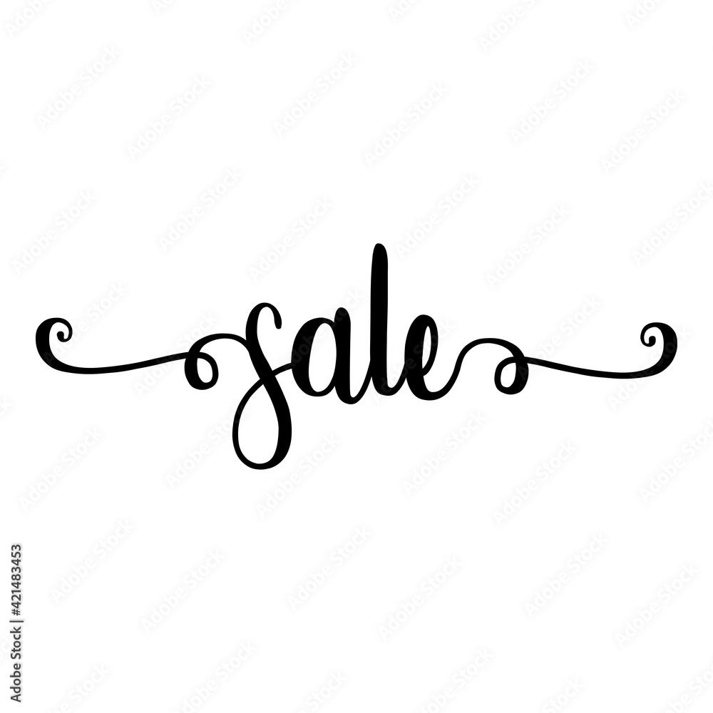 Banner con texto manuscrito sale escrito a mano con florituras en color negro Banner con texto manuscrito sale escrito a mano con florituras en color negro