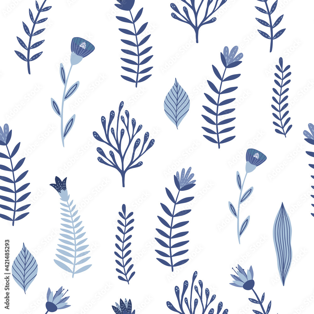 Seamless pattern with flowers and leaves. Creative floral texture. Great for fabric, textile Vector Illustration Seamless pattern with flowers and leaves. Creative floral texture. Great for fabric, textile Vector Illustration