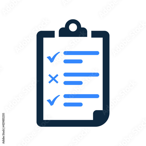 Test, report, document check, checklist icon. Glyph vector isolated on a white background.
