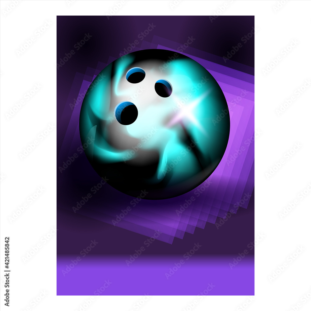 Bowling Ball For Hit Target Ninepins Poster Vector Bowling Ball For Hit Target Ninepins Poster Vector