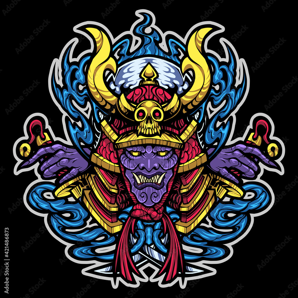 Samurai head mascot logo design
