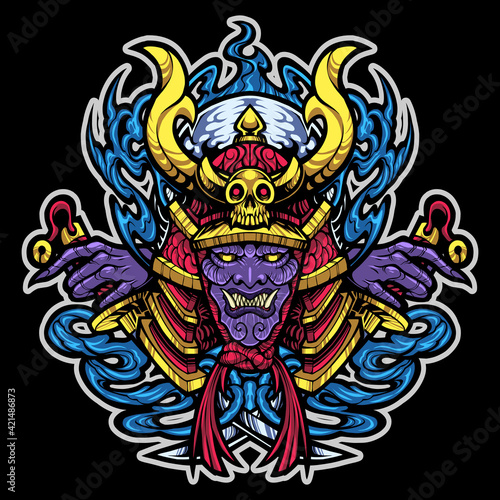 Samurai head mascot logo design