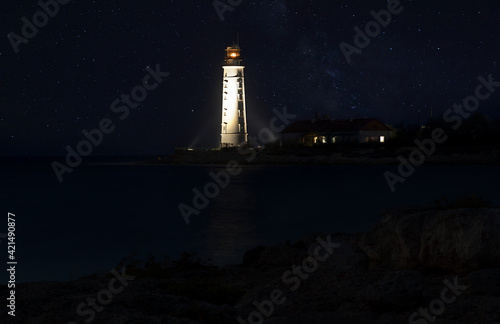 Khersones lighthouse, Sevastopol, Crimea under the starry sky
