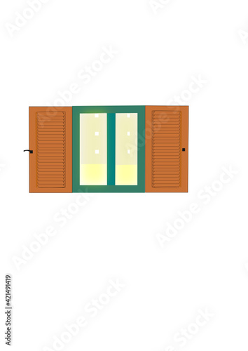 Finestra con persiane aperte 