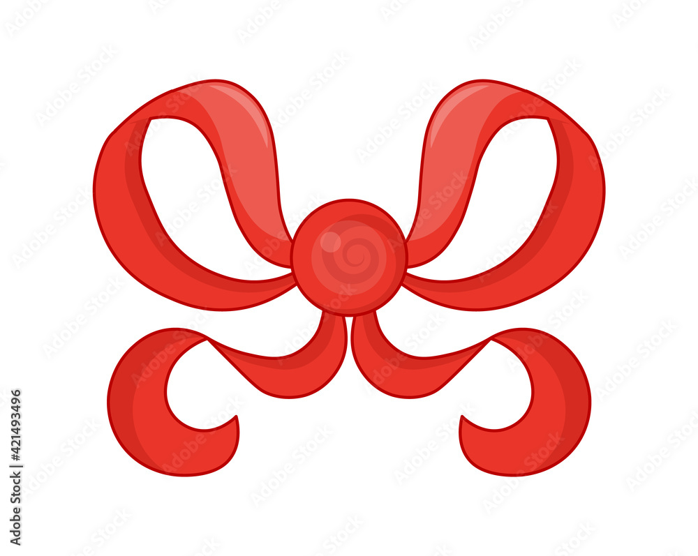 Decorative red bow with ribbon. bow for page decor isolated. Girl bows on hair or gifts decorating. Isolated on white background Decorative red bow with ribbon. bow for page decor isolated. Girl bows on hair or gifts decorating. Isolated on white background