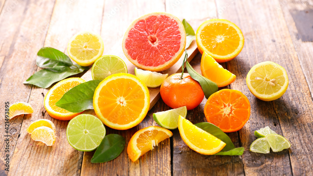 assorted of citrus fruit and leaf assorted of citrus fruit and leaf