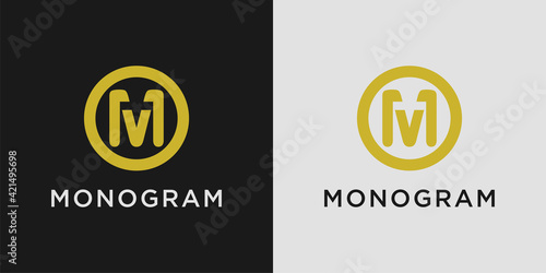 Monogram logo design letter m with creative circle concept