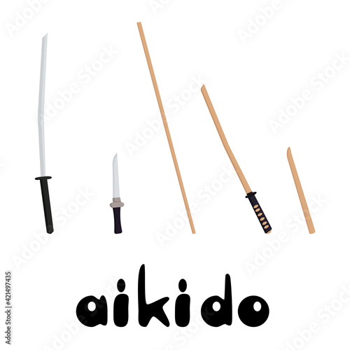 Weapons in aikido, training and combat weapons for practicing aikido