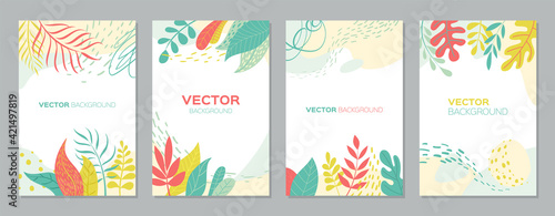 Wallpaper Mural Set of abstract plants backgrounds with empty space for text, bright banners posters Torontodigital.ca