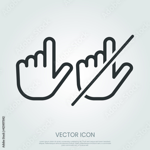 Do not touch hand icon. Isolated lined logotype design element. User manual standard symbol. Eps10 vector illustration.