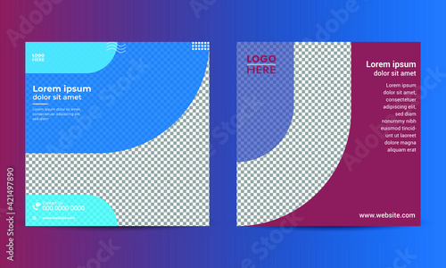 Set of Editable minimal square banner template.  background-color with stripe line shape. Suitable for social media posts and web internet ads.