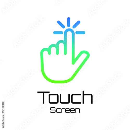 Hand finger touch screen technology. Logo design vector template. Mobile Touch Screen logotype concept. Eps 10 vector illustration.