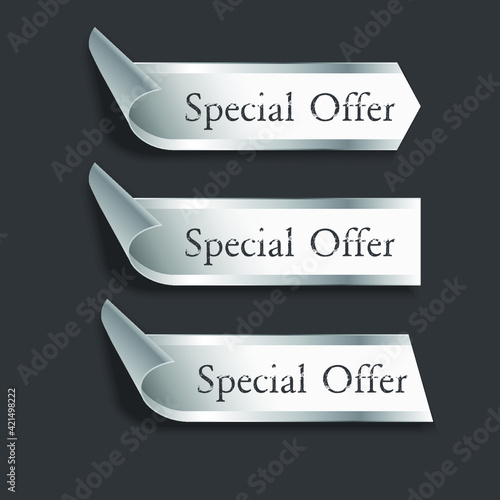 Silver Special Offer badge/sticker vector. Eps10 vector illustration.