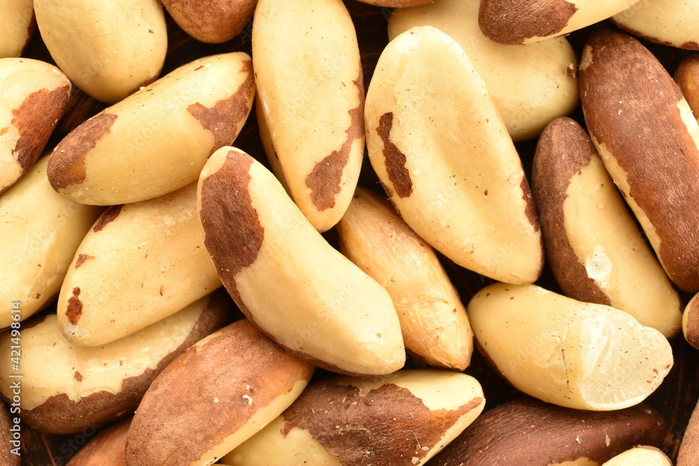 Several delicious organic Brazil nuts, close-up, top view. Several delicious organic Brazil nuts, close-up, top view.