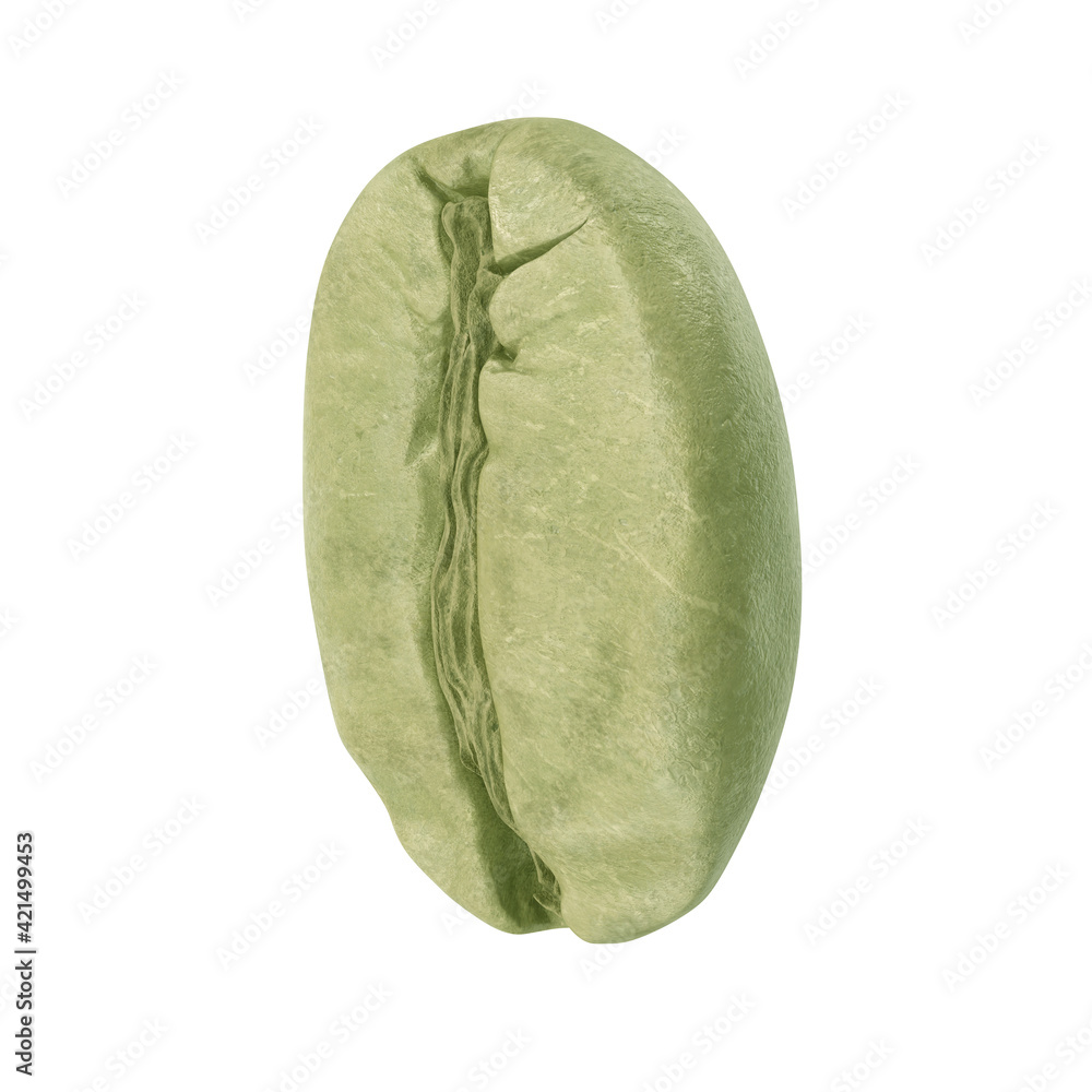 Naklejka premium Unroasted coffee bean. 3D illustration