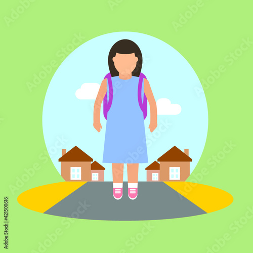 Vector illustration of school and pupils life. 