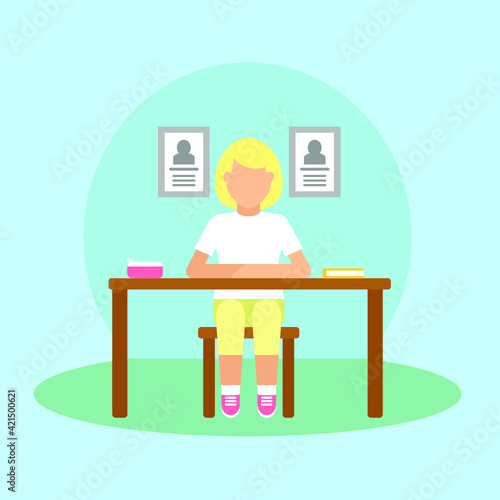 Vector illustration of school and pupils life. 