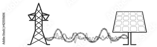 vector illustration of solar binary data energy power vibes