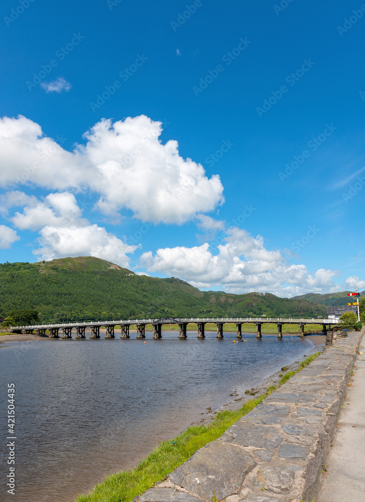 Fototapeta premium Penmaenpool Bridge near Dolgellau, Merionethshire, Wales, UK