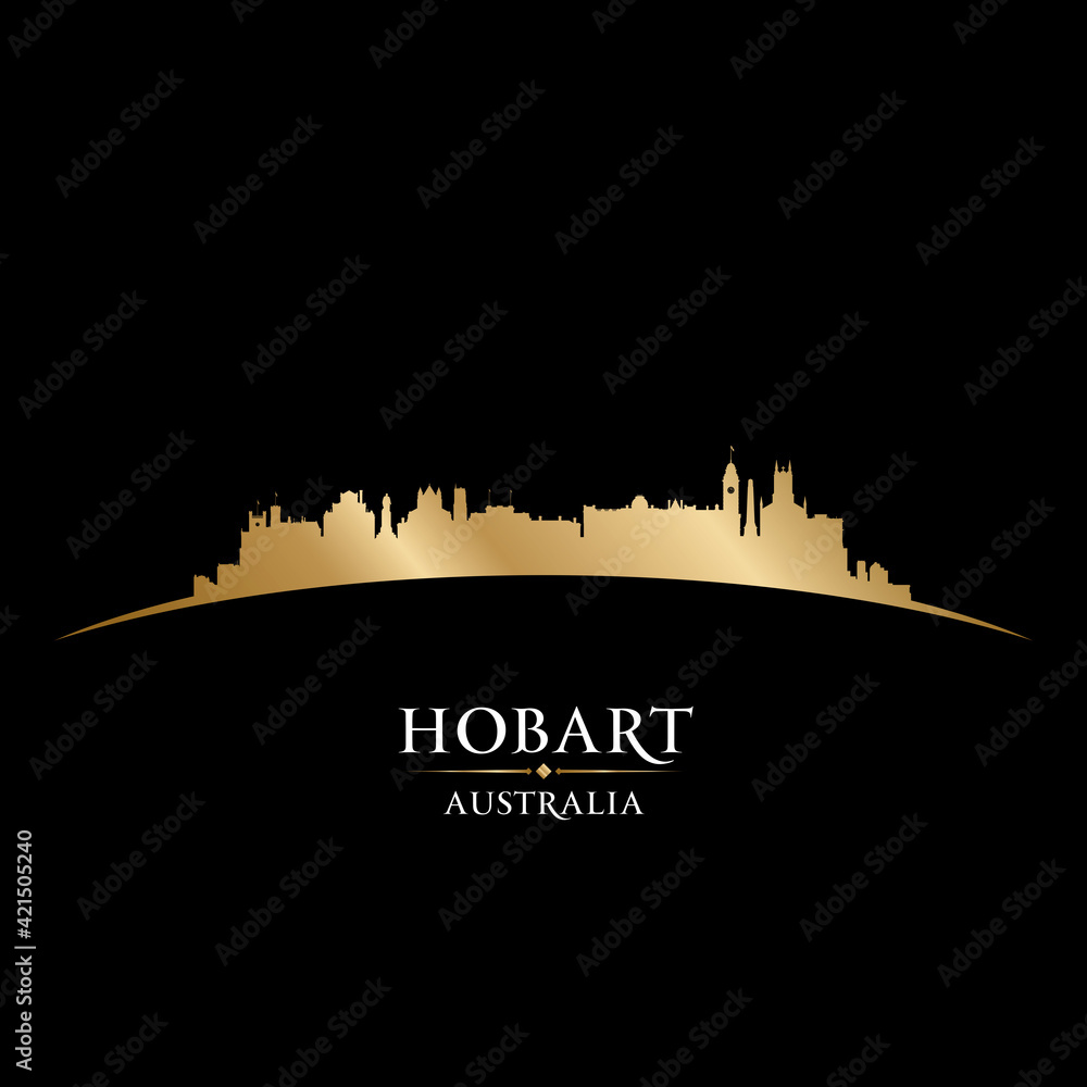Hobart Australia city silhouette black background