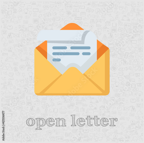 letter envelope isolated vector flat illustration. open mail design element for illustration
