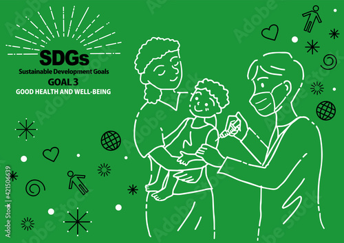 SDGs GOAL3のための指定色シンプル線画(英語）