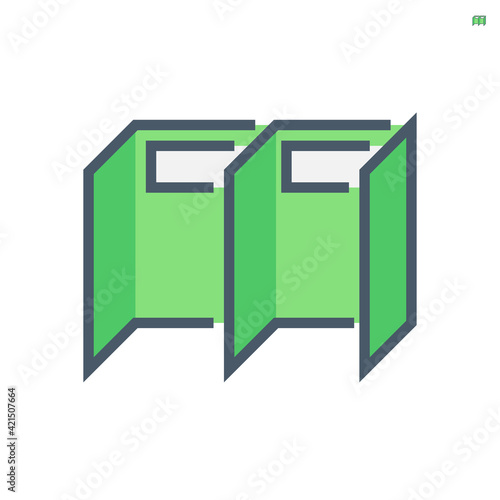 Cubicle, modern corporate office furniture for business vector icon. Workspace, workplace or workstation with partition wall panel or divider and empty space for place desk, chair, computer. 64x64 px.