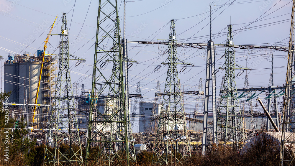 Power switchboard at a coal-fired power plant. Taken on a sunny day Power switchboard at a coal-fired power plant. Taken on a sunny day
