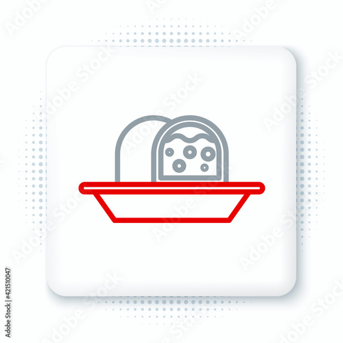 Line Marzipan sponge cake icon isolated on white background. Merry Christmas and Happy New Year. Colorful outline concept. Vector