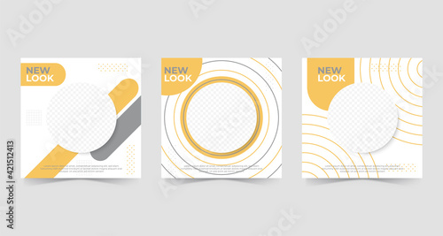 Set of Editable minimal square banner template. social media post and web internet ads with photo collage.