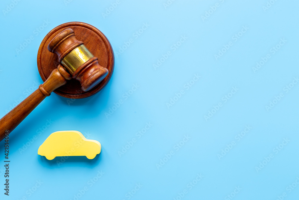 Car and judge hammer - gavel . Insurance law concept Car and judge hammer - gavel . Insurance law concept