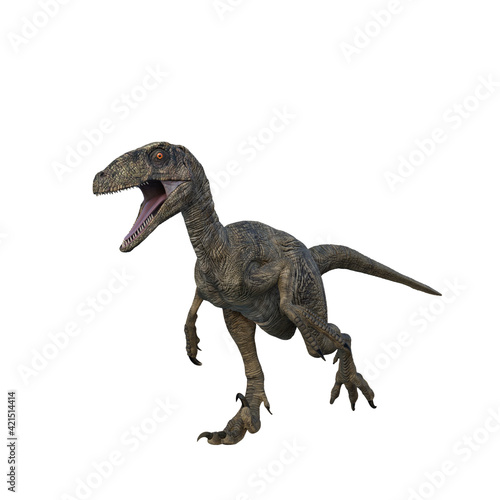 Deinonychus dinosaur running. 3D illustration isolated on white background. © IG Digital Arts